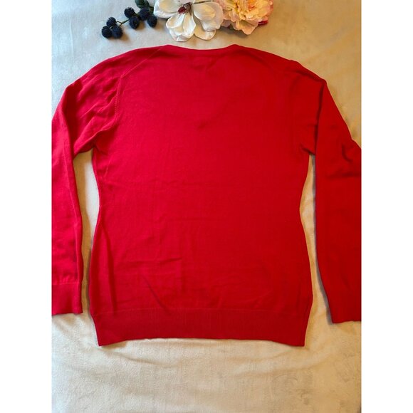 U.S. Polo Assn. Mens Red V-Neck Sweater Y2K Size L Preppy Acadamia Logo - Picture 2 of 7